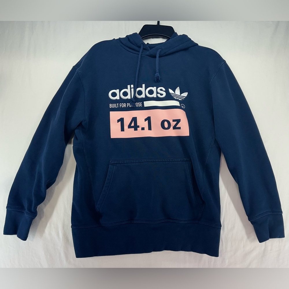 Adidas Built For Purpose 14.1 oz Hoodie Blue Long Sleeve 100% Cotton Mens Size S